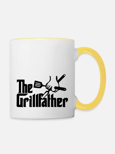 Der Grillvater - Tasse zweifarbig - Weiß/Gelb