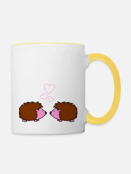 igel verliebt - Tasse zweifarbig - Weiß/Gelb