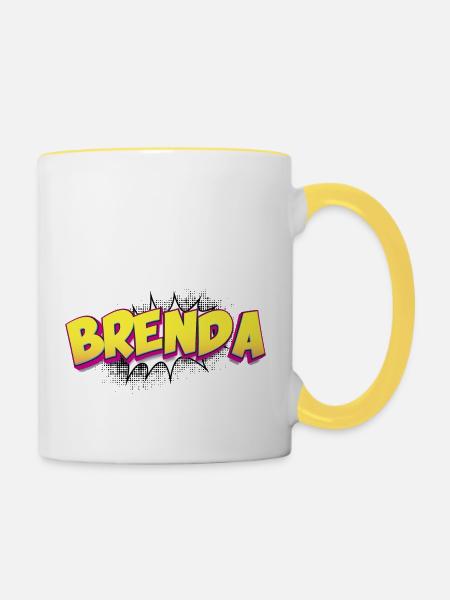 Brenda benutzerdefinierter Name Comic-Stil Pop-Art, - Tasse zweifarbig - Weiß/Gelb