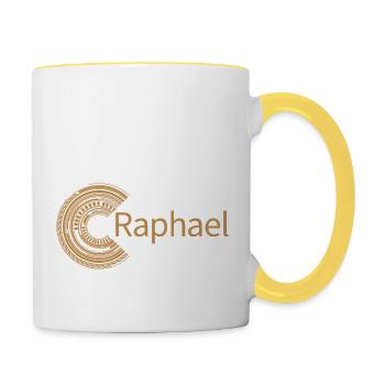 Für Raphael - Tasse zweifarbig - Weiß/Gelb - Rechts