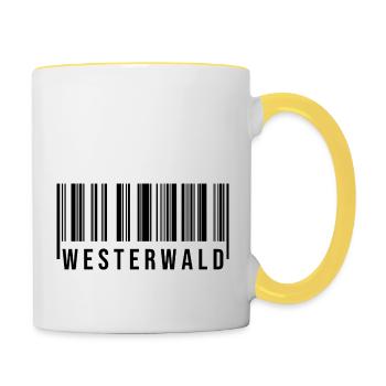 Westerwald Strichcode - Tasse zweifarbig - Weiß/Gelb - Rechts