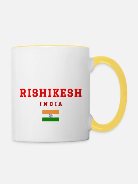 Rishikesh Indien - Tasse zweifarbig - Weiß/Gelb