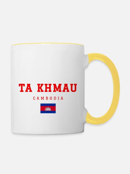 Ta Khmau Kambodscha - Tasse zweifarbig - Weiß/Gelb