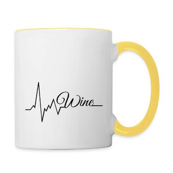 EKG Herzschlag Wein - Tasse zweifarbig - Weiß/Gelb - Rechts