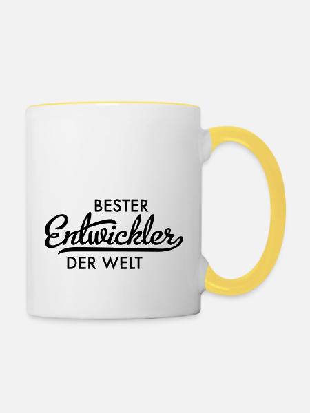 Bester Entwickler der Welt - Tasse zweifarbig - Weiß/Gelb