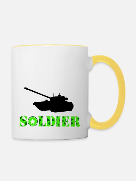 panzer soldat - Tasse zweifarbig - Weiß/Gelb
