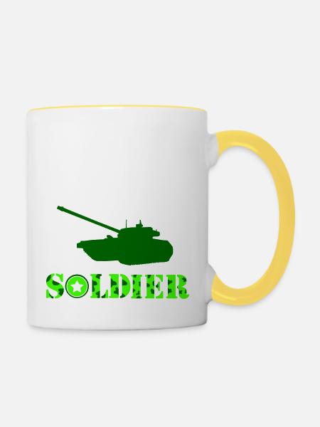 panzer soldat - Tasse zweifarbig - Weiß/Gelb