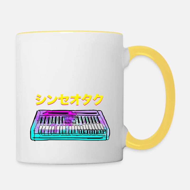 SYNTH GEEK JAPONAIS - Mug contrasté - blanc/jaune