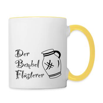 Der Bembelflüsterer - Pssst! Horsche ma her! #FFM - Tasse zweifarbig - Weiß/Gelb - Rechts