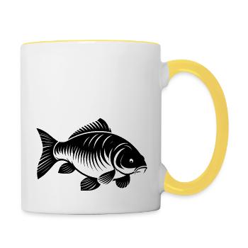 Carpe transparente noire - Mug contrasté - blanc/jaune - Droite