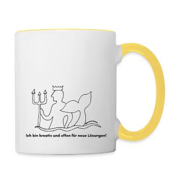 Sternzeichen Wassermann - Tasse zweifarbig - Weiß/Gelb - Rechts