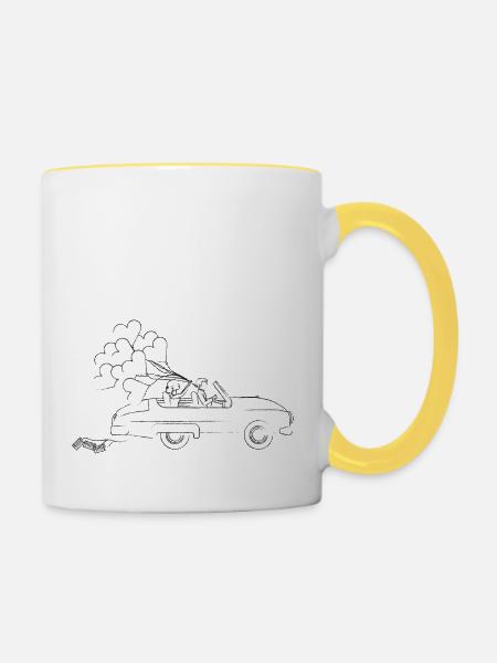 Hochzeit - Tasse zweifarbig - Weiß/Gelb