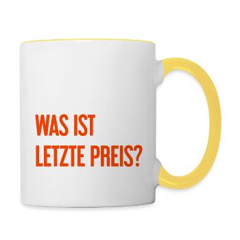 Was ist letzte Preis? - Tasse zweifarbig - Weiß/Gelb - Rechts