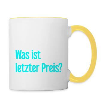 Was ist letzter Preis? - Tasse zweifarbig - Weiß/Gelb - Rechts