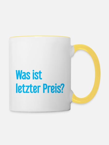 Was ist letzter Preis? - Tasse zweifarbig - Weiß/Gelb