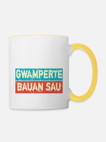 Bayerisch lustig - Tasse zweifarbig - Weiß/Gelb