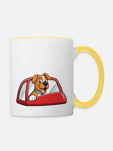Fröhliche Boxer-Toasting-Kunst - Tasse zweifarbig - Weiß/Gelb