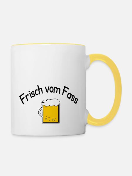 Frisch vom Fass - Tasse zweifarbig - Weiß/Gelb