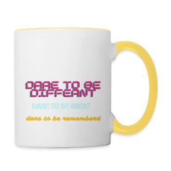 Dare to be different dare to be great - Mug contrasté - blanc/jaune - Droite