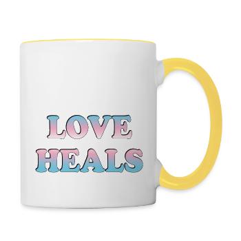 Liebe heilt Trans-Flagge - Tasse zweifarbig - Weiß/Gelb - Rechts