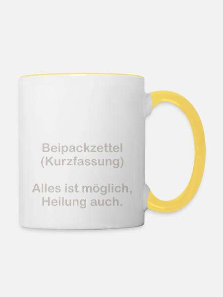 Kurzfassung Beipackzettel - Tasse zweifarbig - Weiß/Gelb
