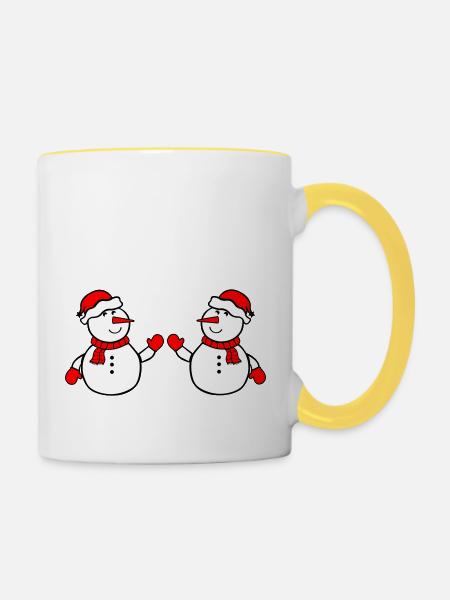 schneemann 2 - Tasse zweifarbig - Weiß/Gelb