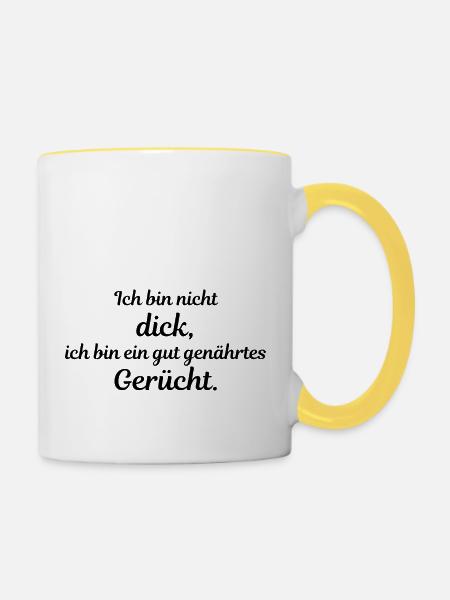 Ich bin nicht dick - Tasse zweifarbig - Weiß/Gelb