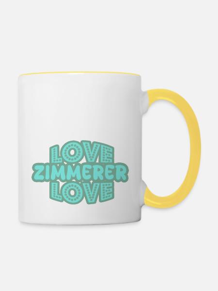 Spruch Zimmerer - Tasse zweifarbig - Weiß/Gelb