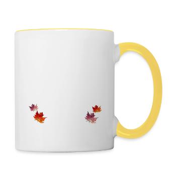 Autumn is here, funny saying - Contrasting Mug - white/yellow - Right