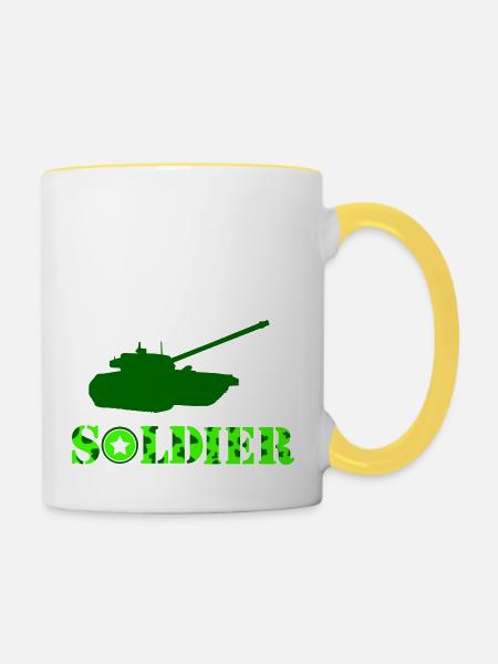 panzer soldat - Tasse zweifarbig - Weiß/Gelb