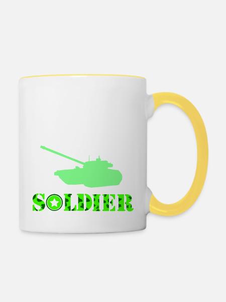 panzer soldat - Tasse zweifarbig - Weiß/Gelb
