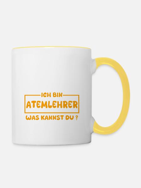 Beruf Atemlehrer - Tasse zweifarbig - Weiß/Gelb