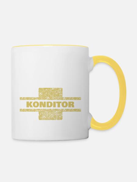 Konditor als Beruf - Tasse zweifarbig - Weiß/Gelb