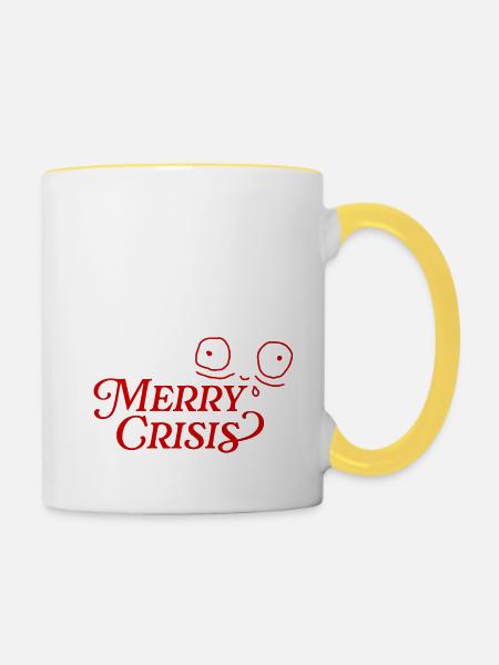 Merry Crisis - Tasse zweifarbig - Weiß/Gelb