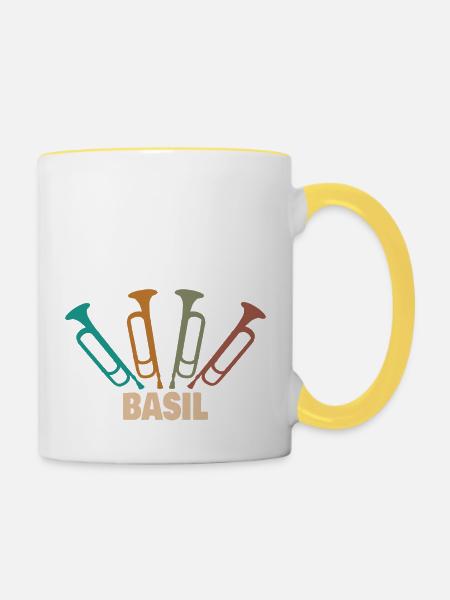 Geschenk für Basil - Tasse zweifarbig - Weiß/Gelb