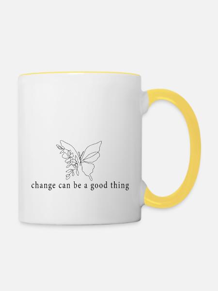 Butterfly Change - Tasse zweifarbig - Weiß/Gelb