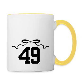 Number 49 Knot - 49th Anniversary - Contrasting Mug - white/yellow - Right