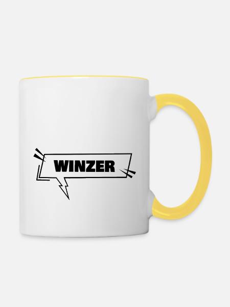 Winzer - Tasse zweifarbig - Weiß/Gelb