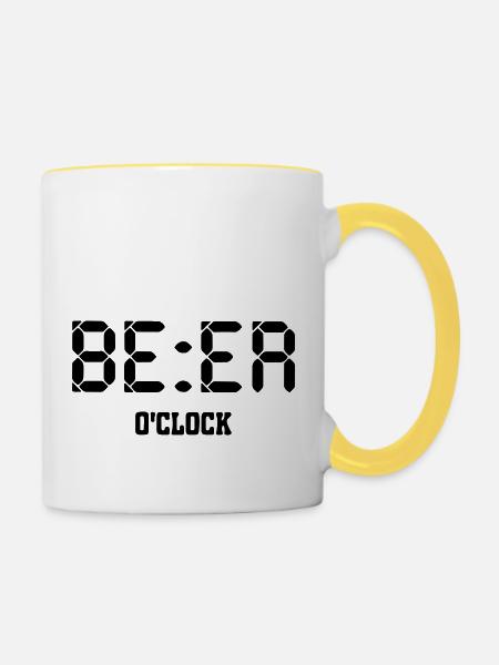 Bierzeit - Tasse zweifarbig - Weiß/Gelb