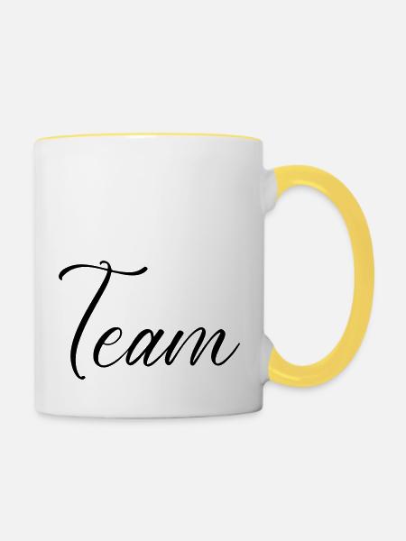 Team - Tasse zweifarbig - Weiß/Gelb