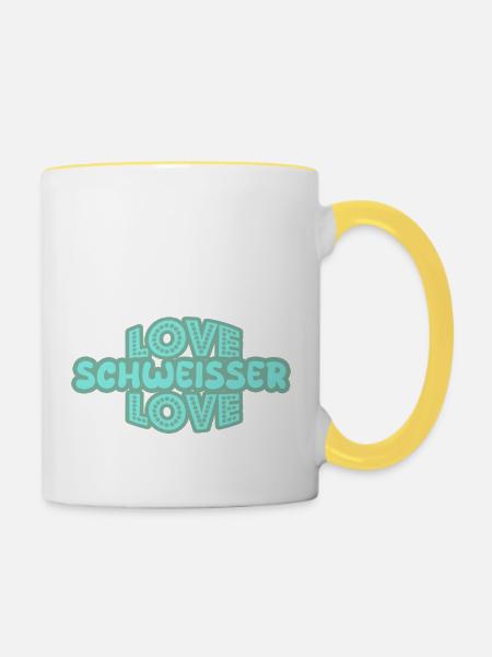 Schweisser - Tasse zweifarbig - Weiß/Gelb