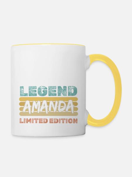 Vorname Amanda - Tasse zweifarbig - Weiß/Gelb