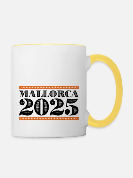 Mallorca 2025 - Tasse zweifarbig - Weiß/Gelb