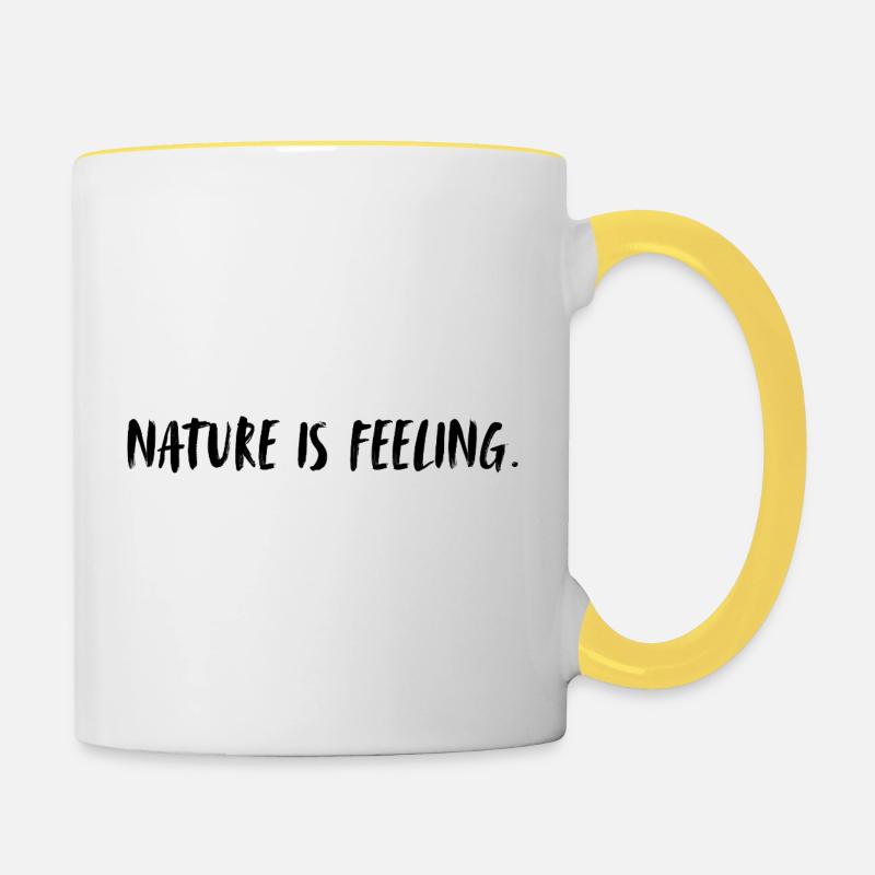 Nature is feeling. Nature is a feeling. - Contrasting Mug - white/yellow