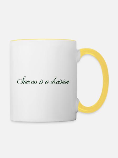 Success_is_a_decision - Tasse zweifarbig - Weiß/Gelb