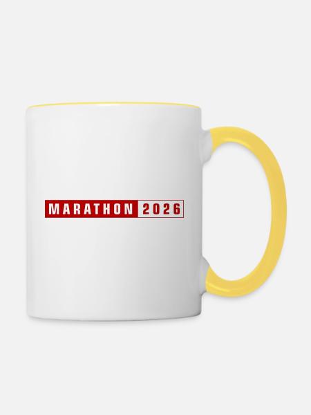 Marathon 2026 - Tasse zweifarbig - Weiß/Gelb