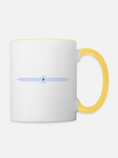 Atern Abzeichen - Tasse zweifarbig - Weiß/Gelb