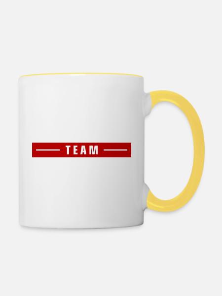 Team Strich - Tasse zweifarbig - Weiß/Gelb