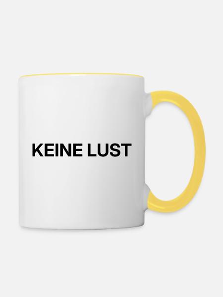 Keine Lust – minimalistisches Statement - Tasse zweifarbig - Weiß/Gelb