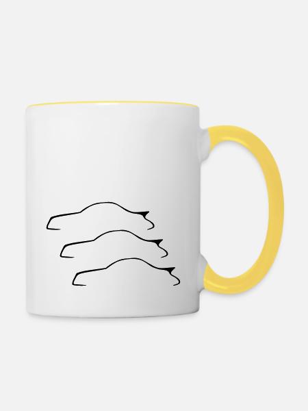 Auto - Tasse zweifarbig - Weiß/Gelb